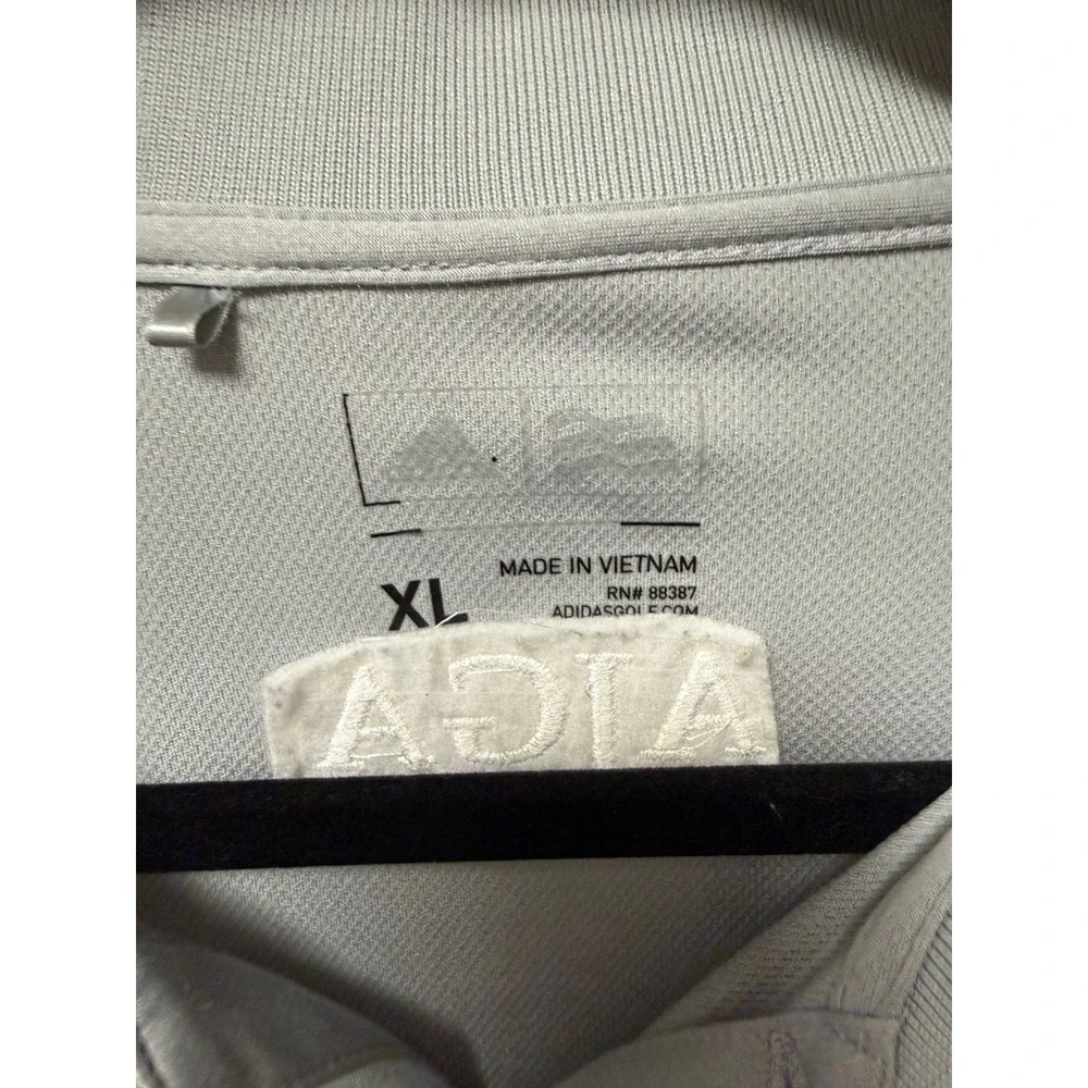 Mens Adidas Golf Polo Shirt XL Gray Short Sleeve AIJA Logo‎ Performance
